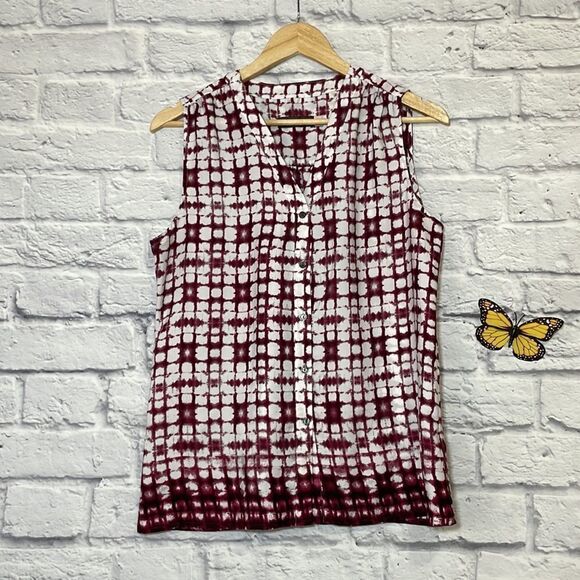 CROSBY Sleeveless Tie Dye Button Down Top Size Medium - Picture 2 of 11